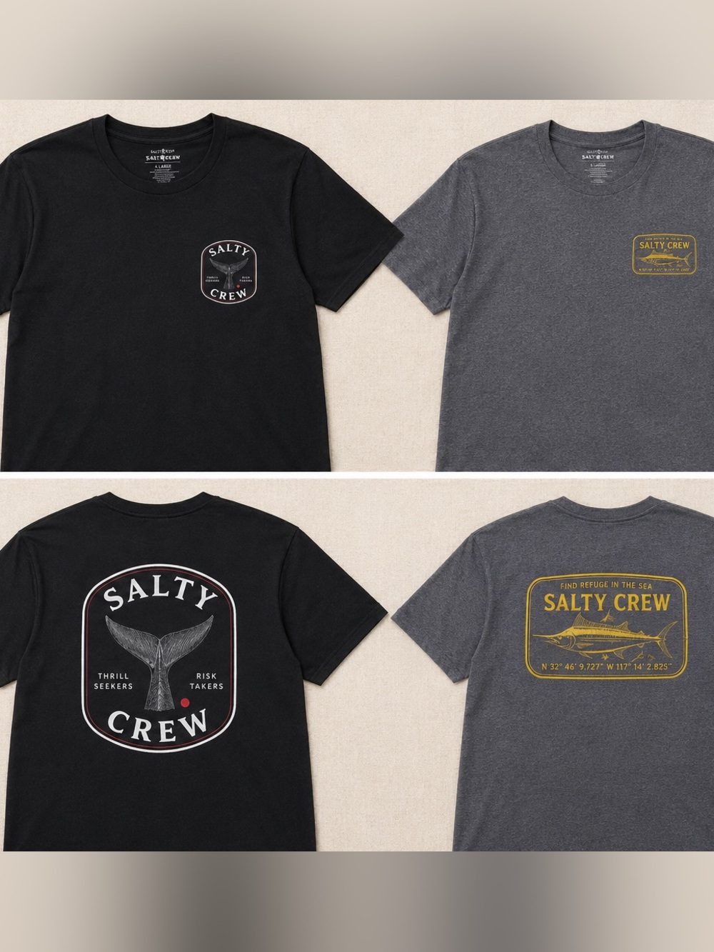 Two Salty Crew graphic T-shirts, both size XL